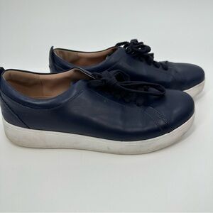 Fitflop Rally Blue Leather Sneakers Women's 9 Support Cushioned Comfort Ortho‎